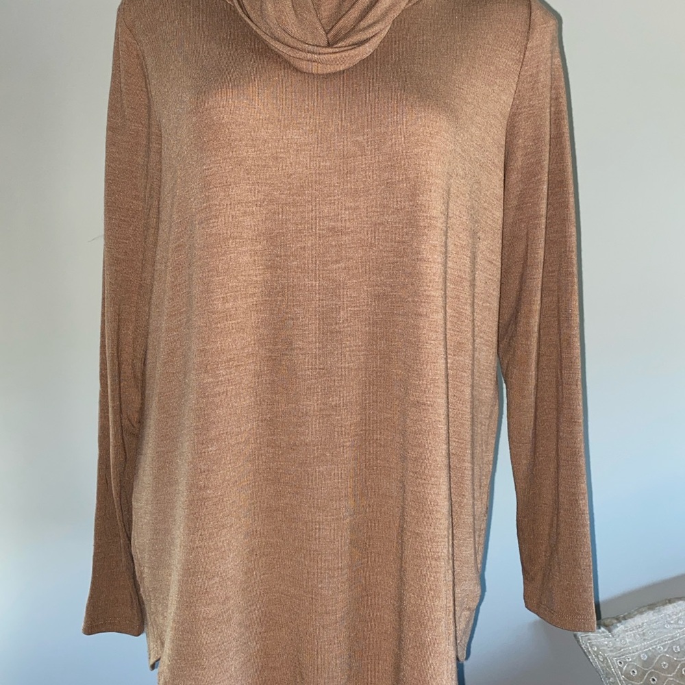 Lisa Rinna Collection Tan Cowl Neck Sweater